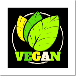 Green Leaves Logo For Vegetarian and Vegan Posters and Art